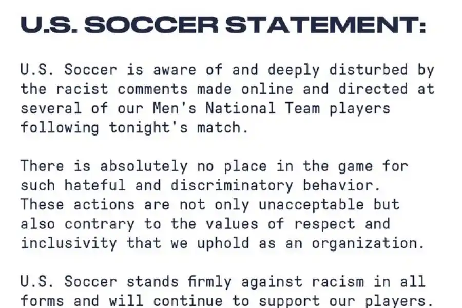 Denuncia de la Federación estadounidense (@USMNT)