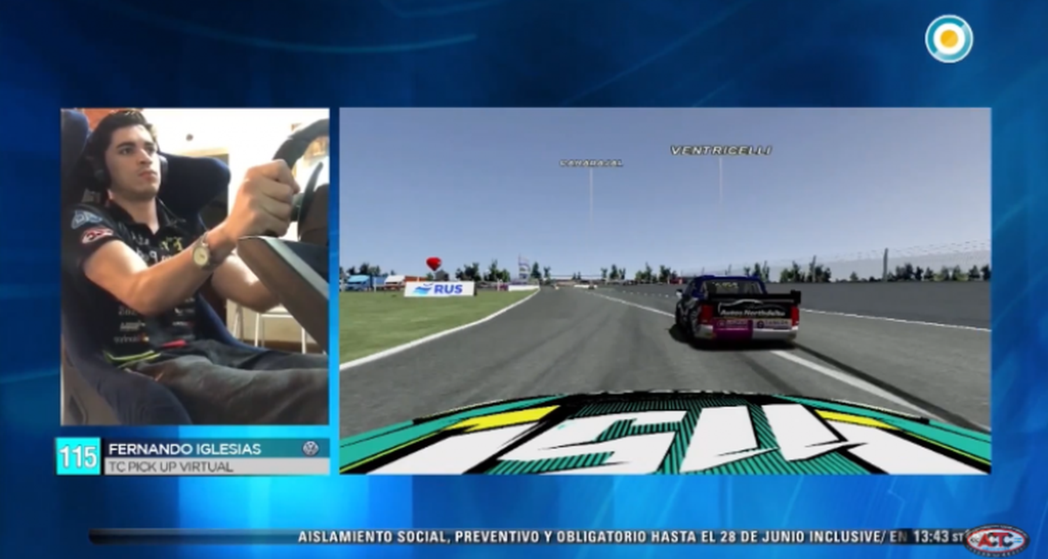 Fernando Iglesias llegó segundo en una final del TC Pick Up virtual pero lo recargaron en su tiempo y retrocedió cuatro posiciones