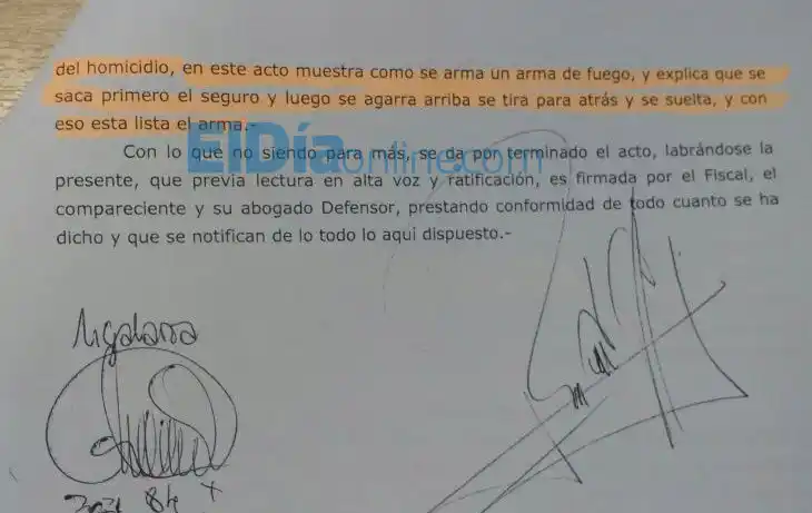 Nahir Galarza le mostró al Fiscal cómo preparó el arma para matar a Fernando