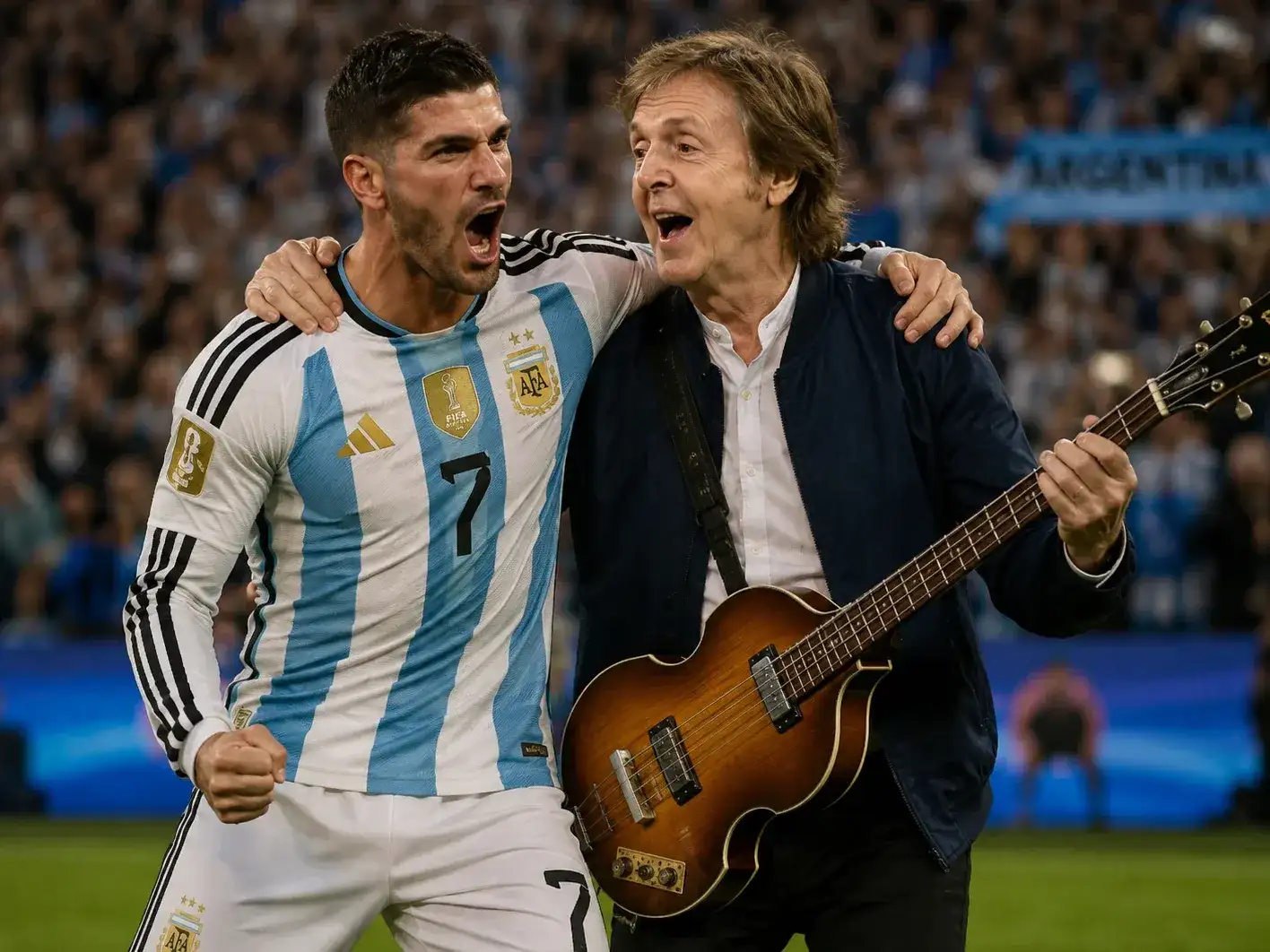 De Paul y McCartney, referentes de la Selección Argentina y la música, respectivamente.