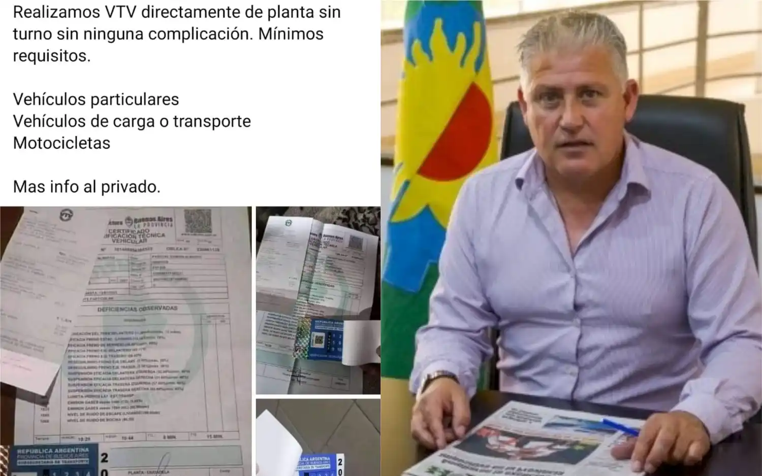 En redes ofrecen la "VTV a domicilio" y Perrota llamó a no caer en las trampas: "Lo único legal es ir a la planta verificadora"