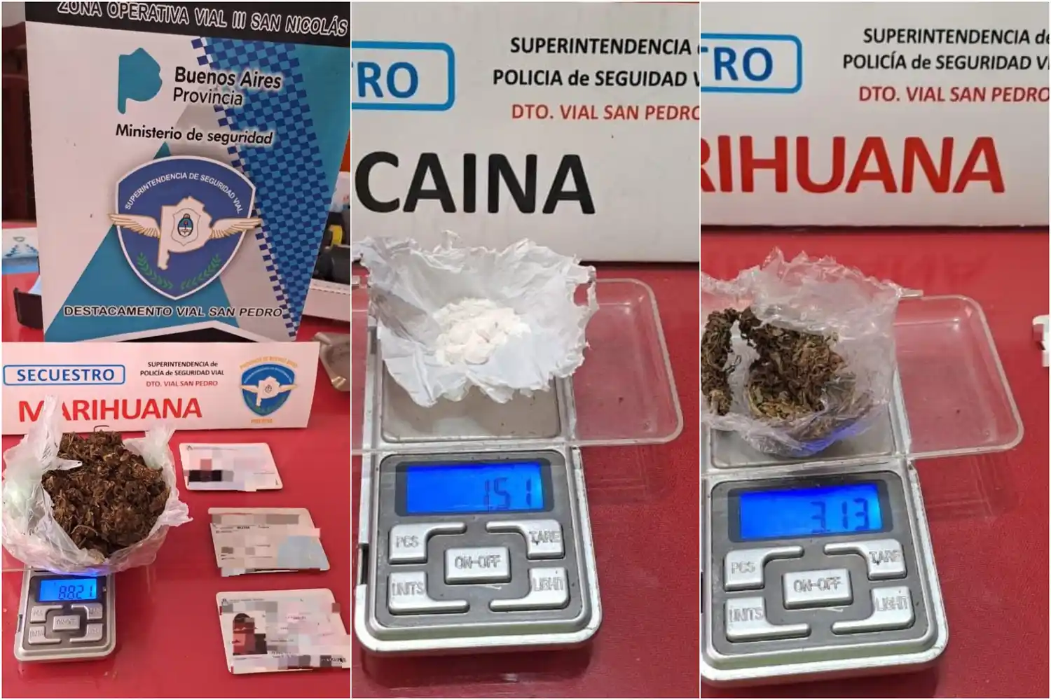 Drogas secuestradas policía vial ruta 9