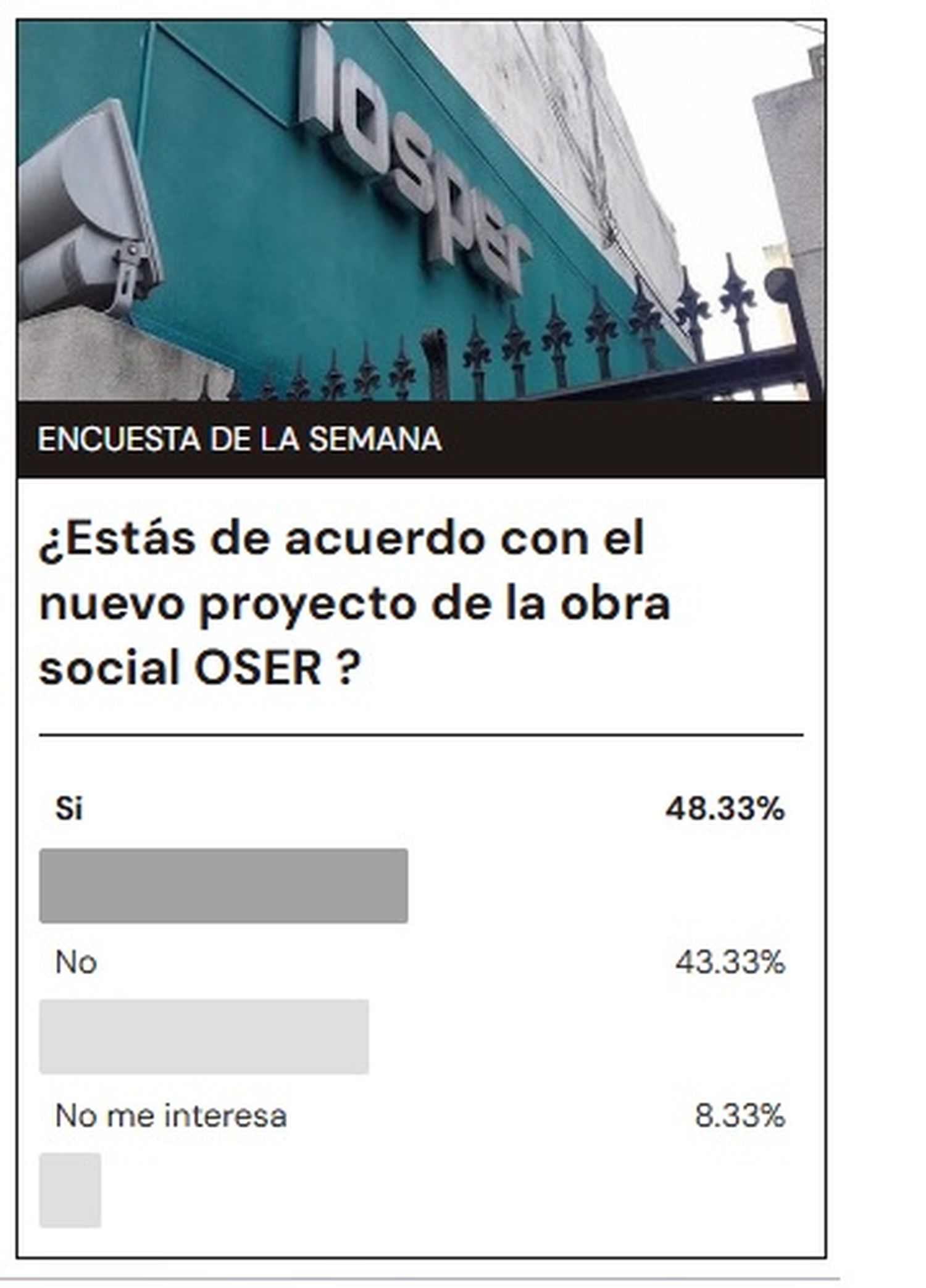 La encuesta. no dice que la mayoría están de acuerdo con la creación de OSER