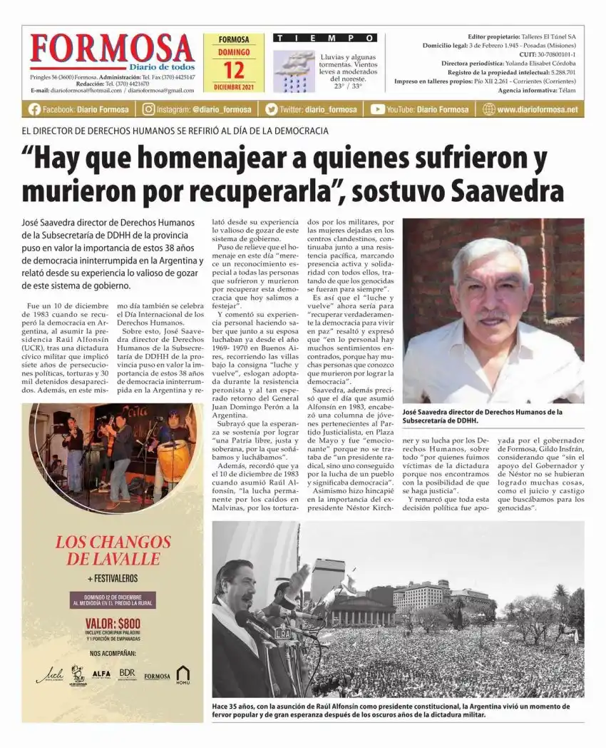 Tapa y Contratapa 12 de diciembre de 2021