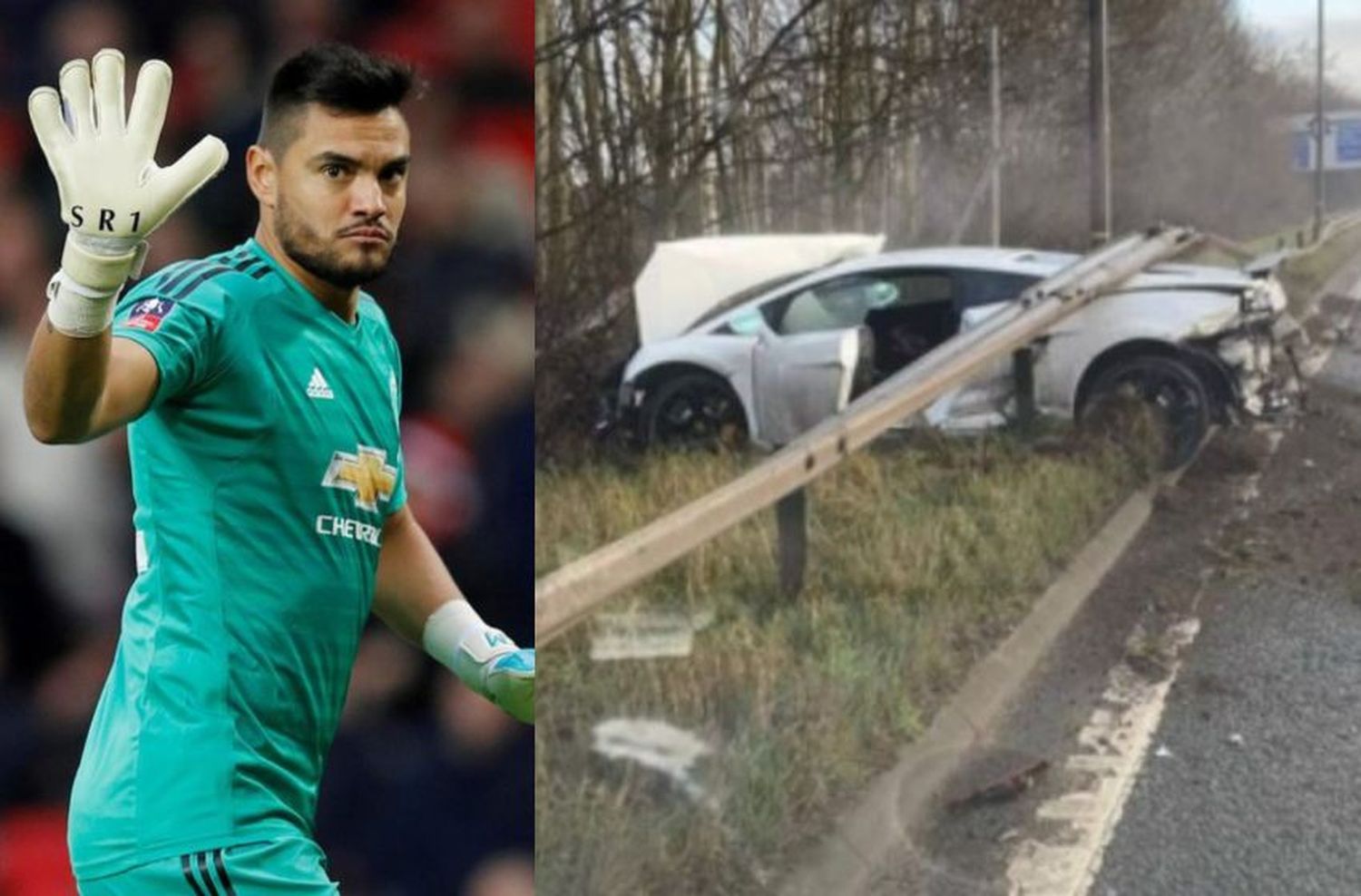 El ex arquero de la Selección Sergio Romero, protagonista de un accidente automovilístico en Inglaterra