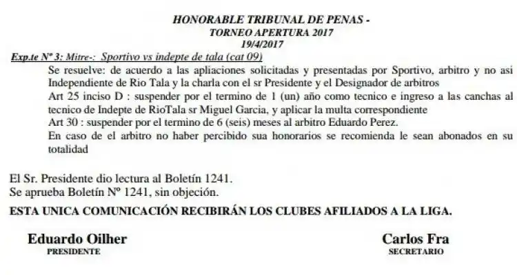 Sanciones de hasta un año para los involucrados en la pelea en el infantil