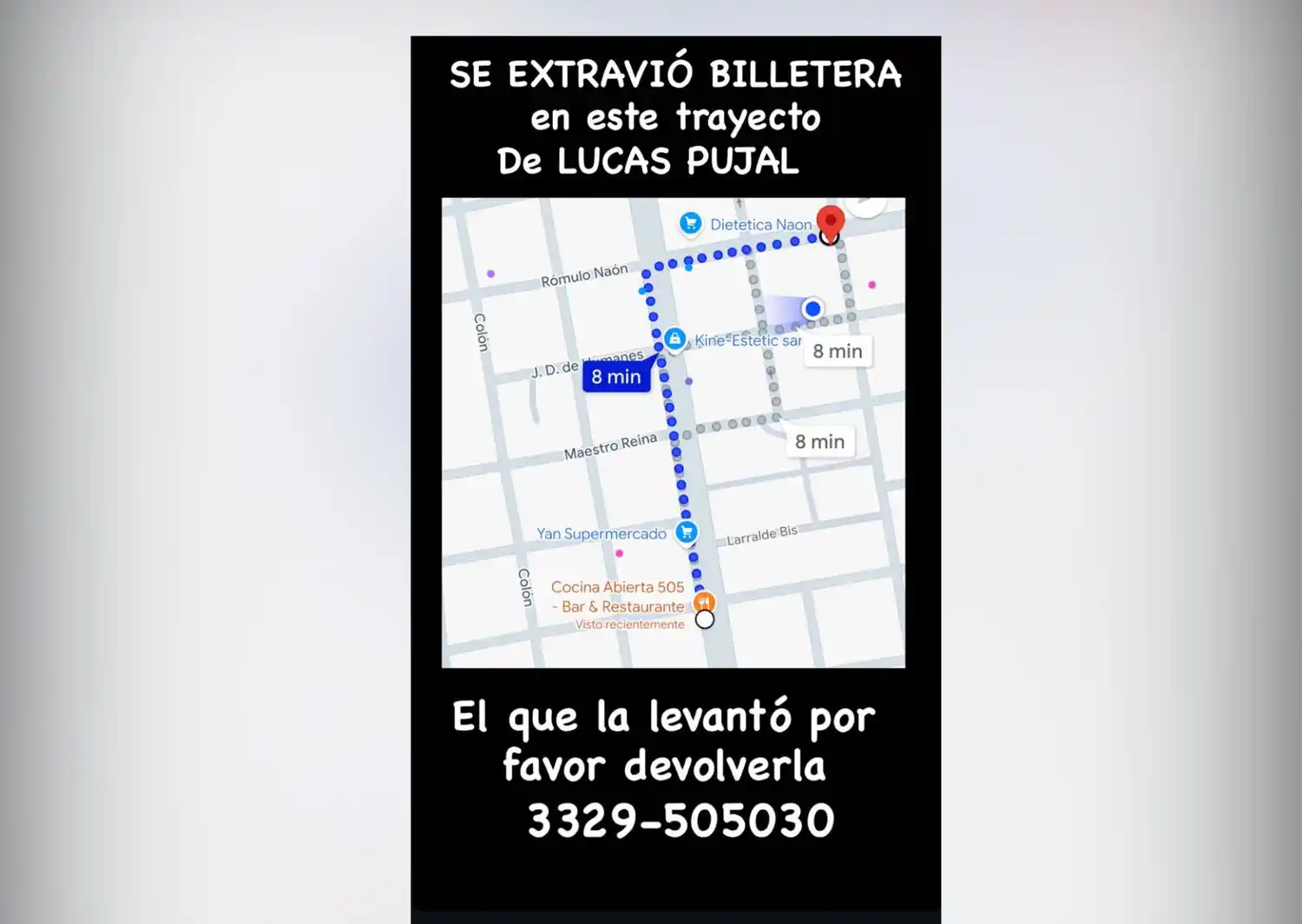 Buscan billetera con documentos de Lucas Pujal