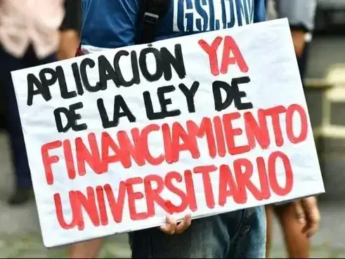 Universitarios ingresaron al Palacio Pizzurno el reclamo del cumplimiento de la Ley de Financiamiento Universitario.