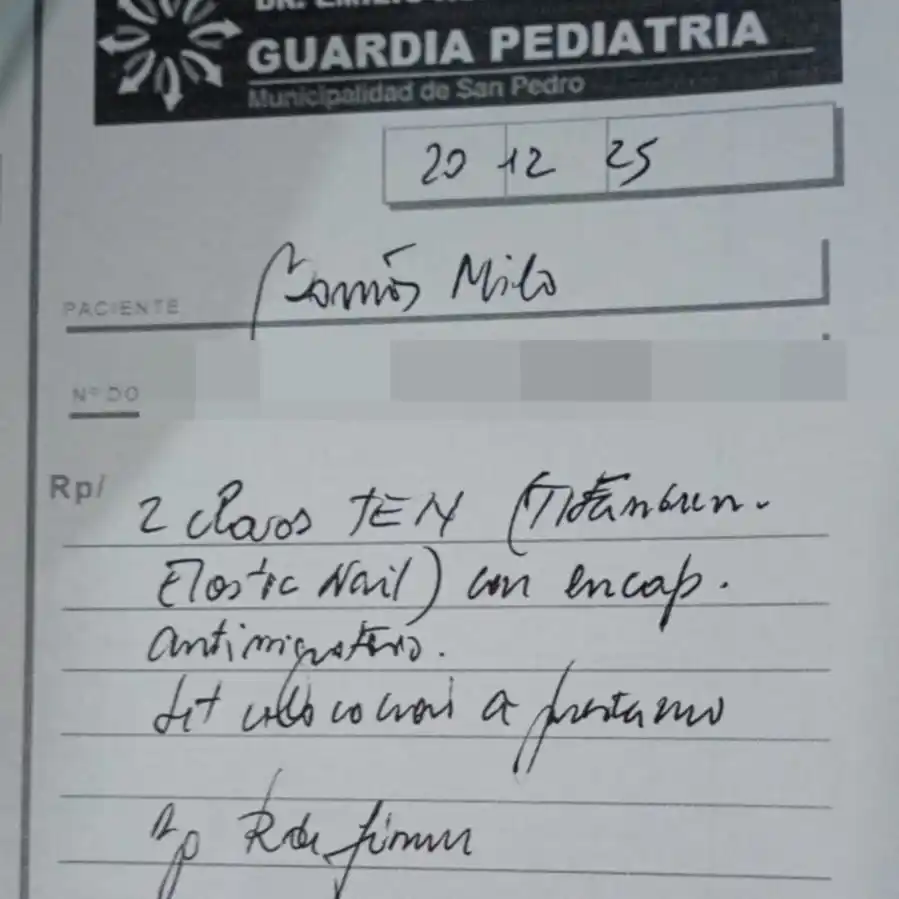 Milo aguarda a la espera de dos clavos para su próxima operación.