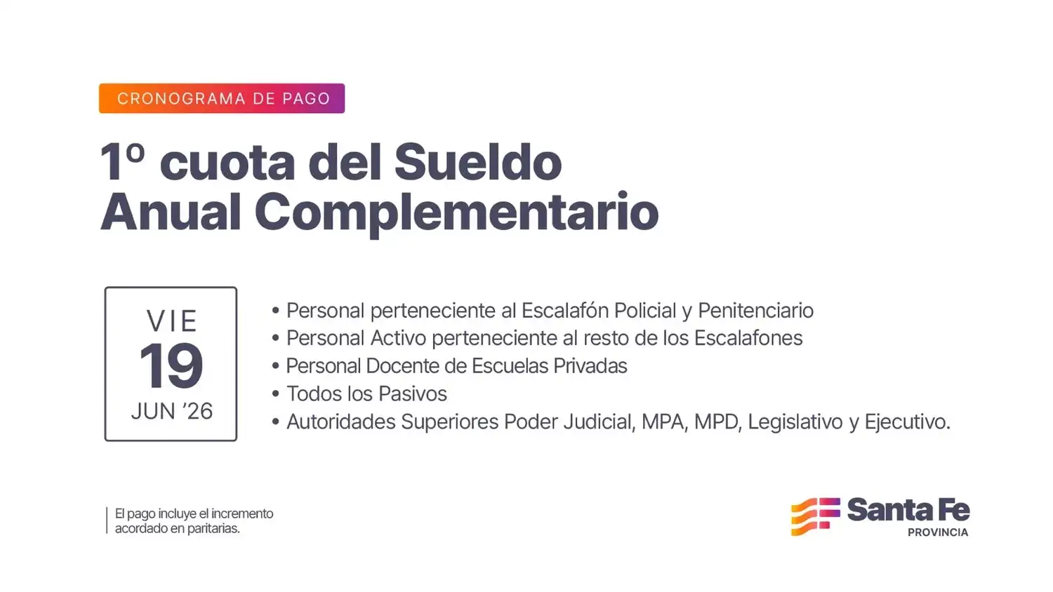 cornograma de pago del aguinaldo