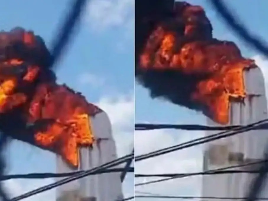 Incendio de la estatua gigante de la Virgen en Brasil.