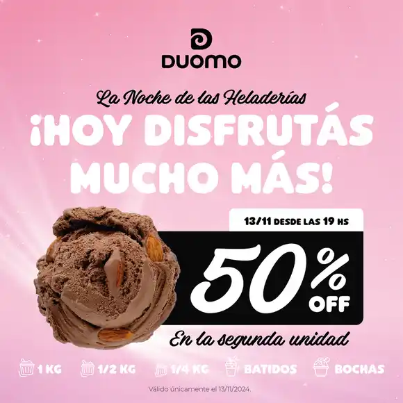 Duomo se suma a La Noche de las Heladerías con una oferta irresistible