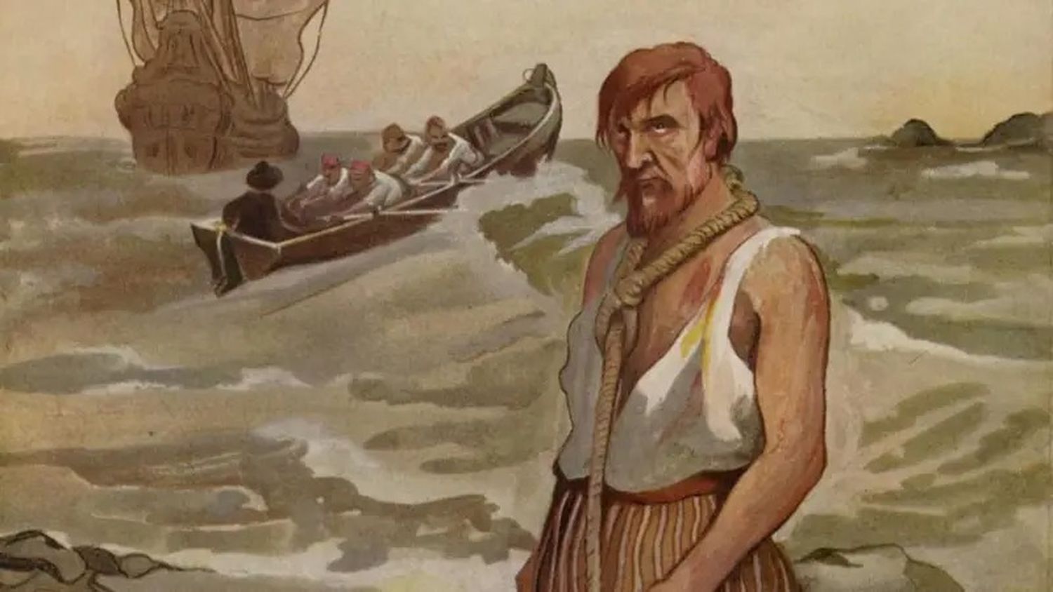 Ilustración en acuarela que representa a Leendert Hasenbosch, por GD Hoogendoorn.
