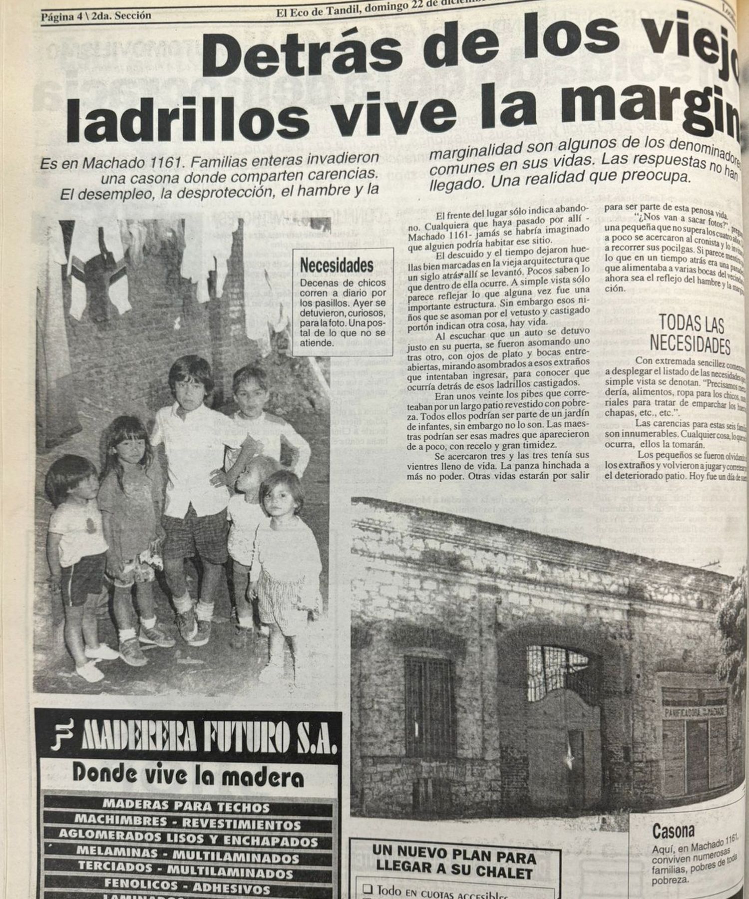 La nota salió publicada en El Eco el 22 de diciembre de 1996