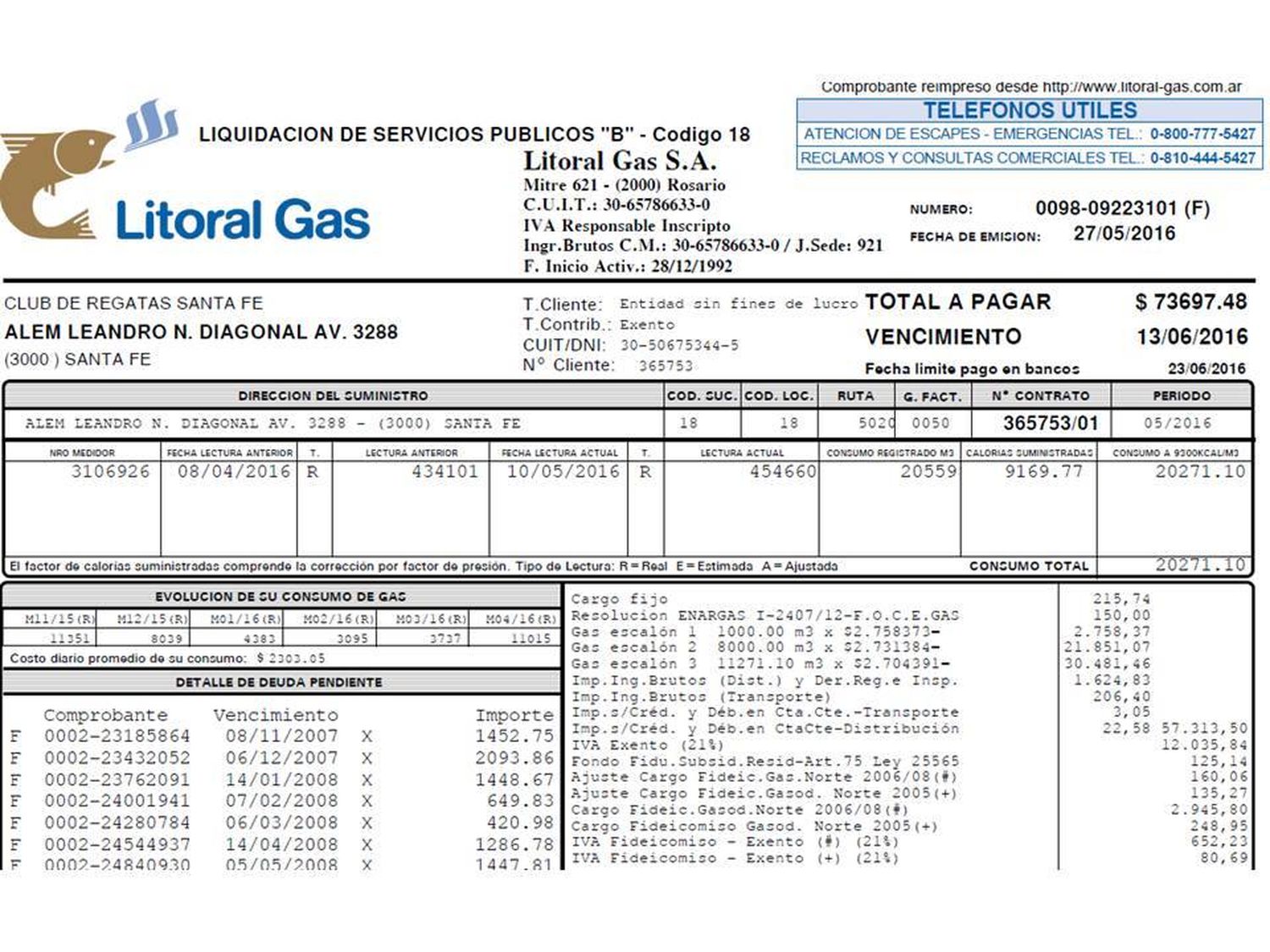 Litoral Gas suspendió la facturación del último bimestre