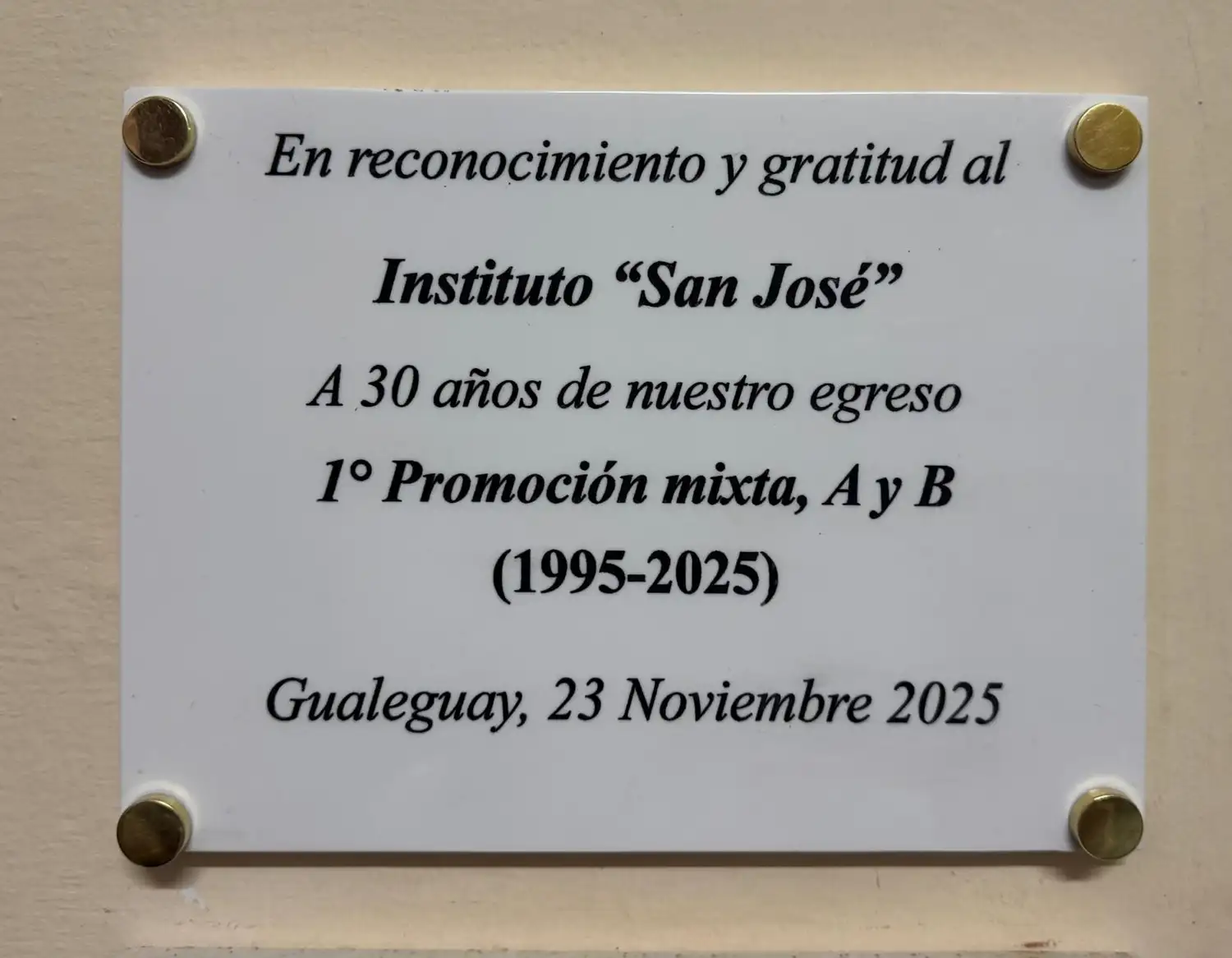 Placa conmemorativa Promoción Mixta `95-