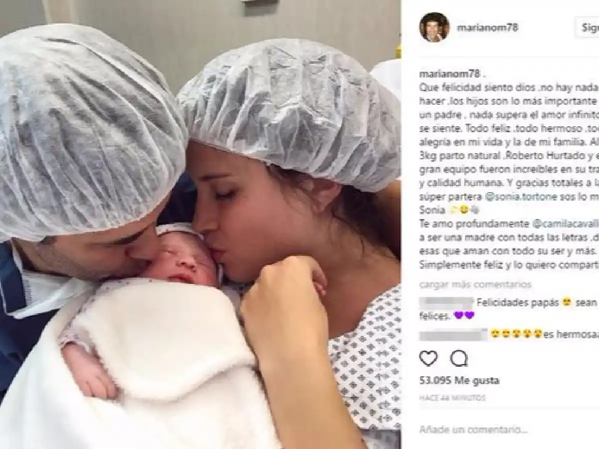 Nació Alma, la hija de Mariano Martínez y Camila Cavallo  