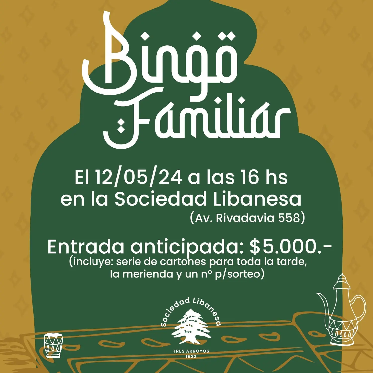 La Sociedad Libanesa hará un bingo familiar 