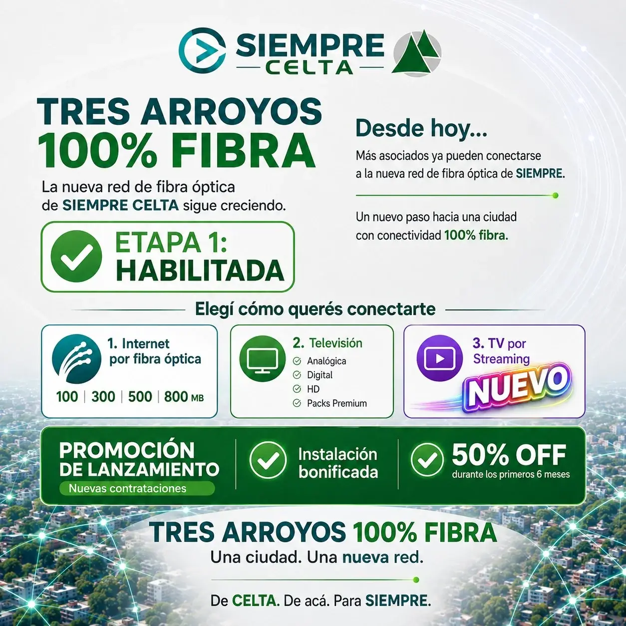 SIEMPRE CELTA habilitó la primera etapa de su nueva red de fibra óptica en la ciudad