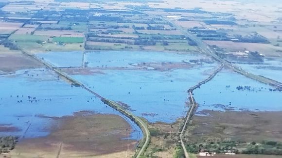 El bañado del río Arrecifes desde el aire: una muestra de la influencia del temporal de lluvia en la zona