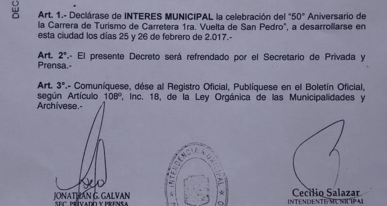50 años Vuelta de San Pedro: El evento se declaró de “Interés Municipal”