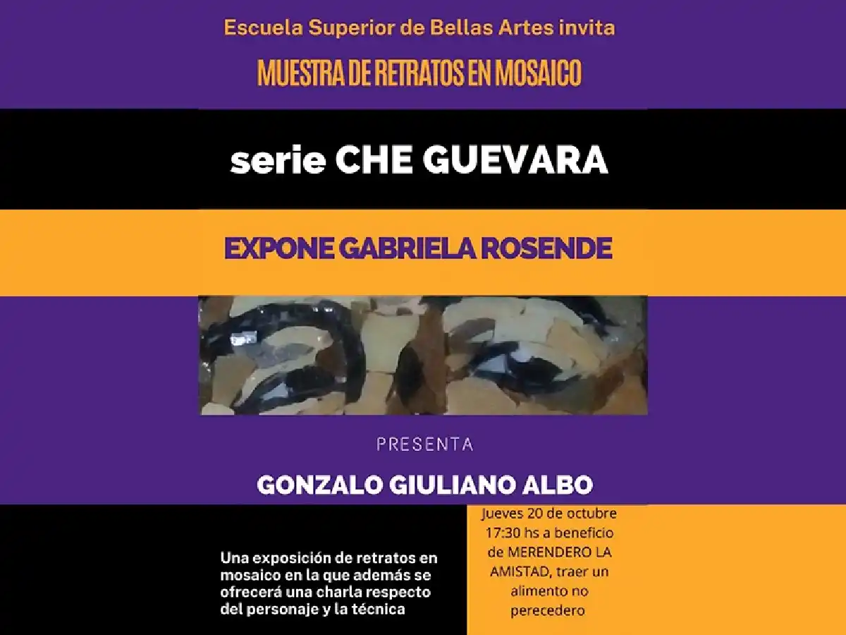 Este jueves, muestra de retratos en mosaico del Che Guevara en la Esba 