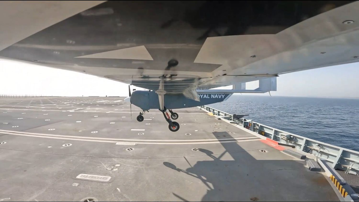 Unmanned aircraft landed on a Royal Navy aircraft carrier for the first time