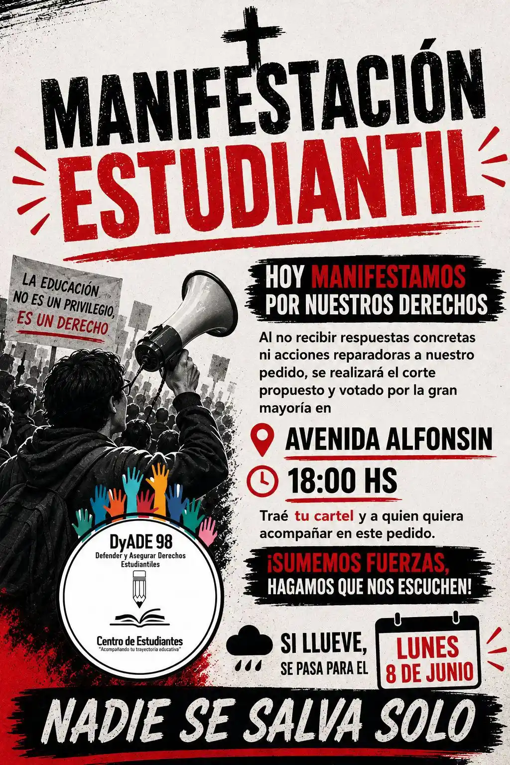 Estudiantes de la Escuela Normal y del ISFD Nº 98 realizan un corte en la Avenida Alfonsín por falta de gas y calderas