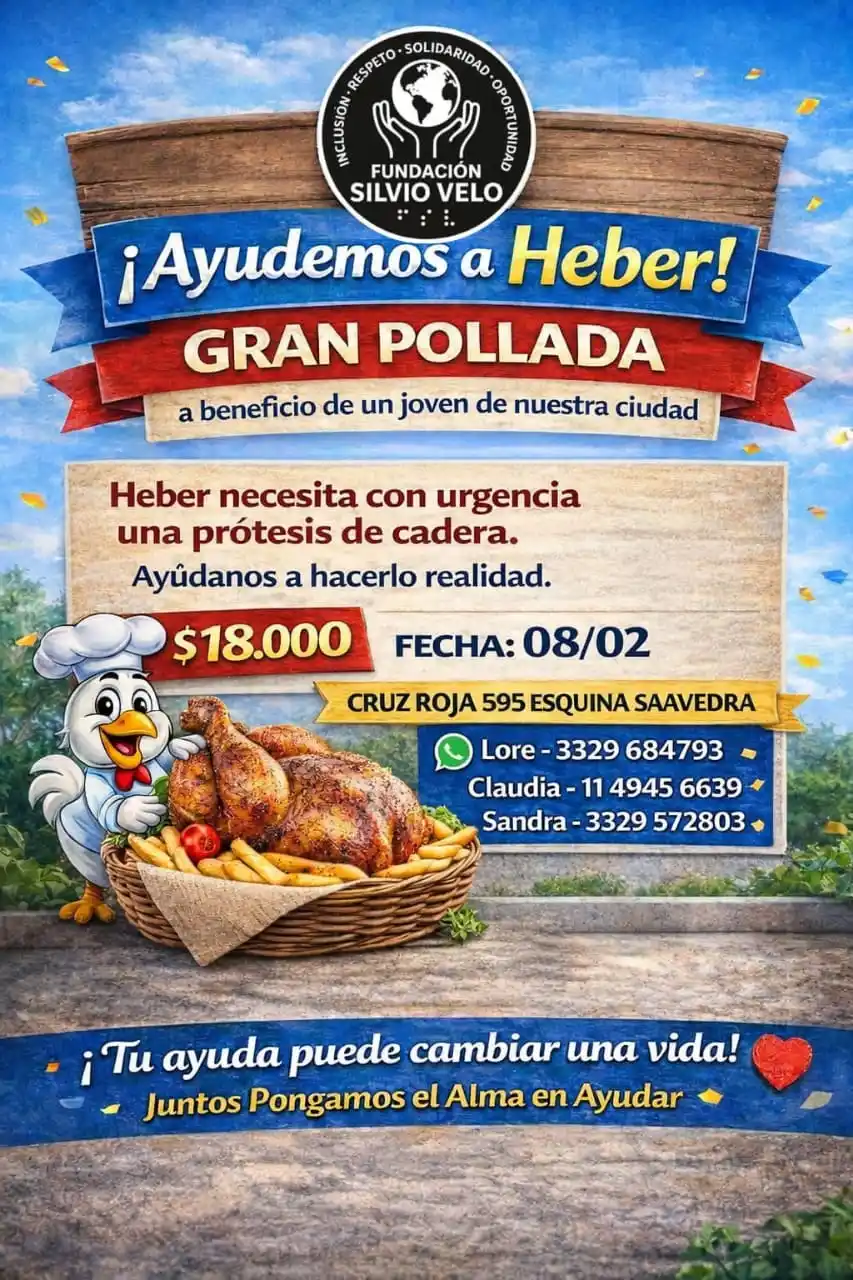 Flyer de pollada para Heber Fundación Silvio Velo