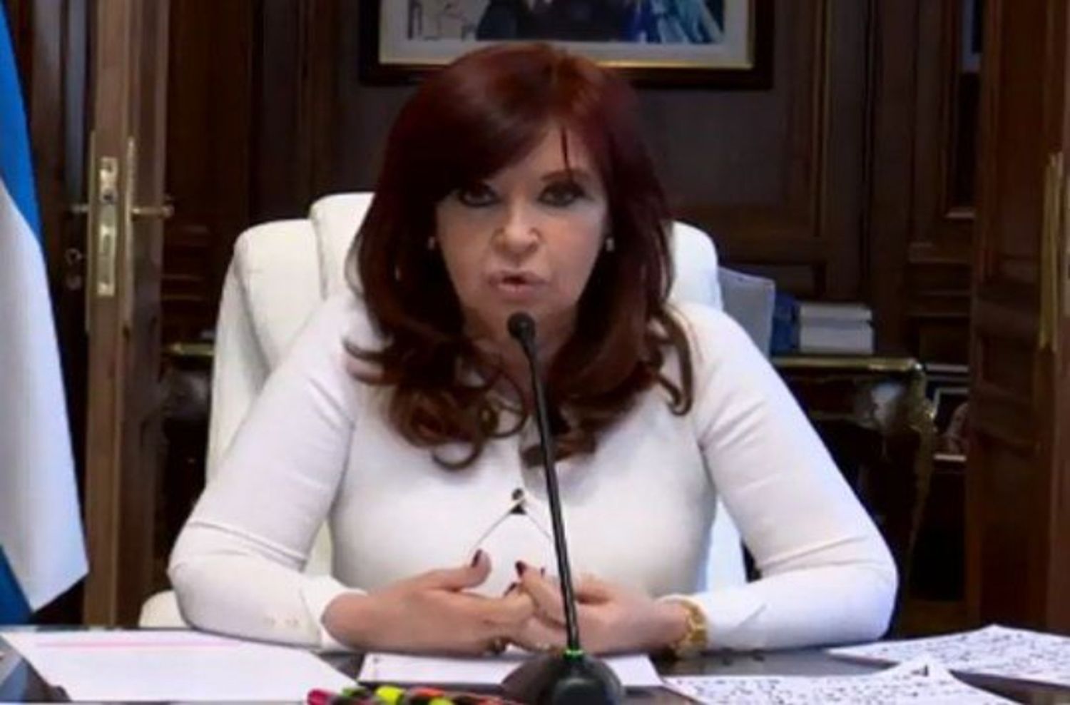 Cristina Fernández mostró cómo quedó su despacho tras los incidentes en el Congreso de la Nación