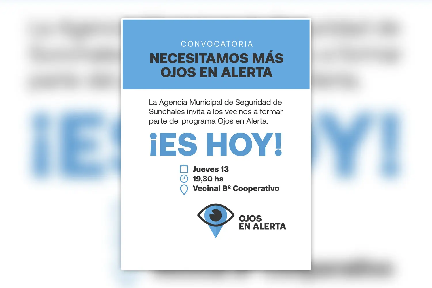 Nuevo encuentro informativo del programa “Ojos en Alerta” en Sunchales