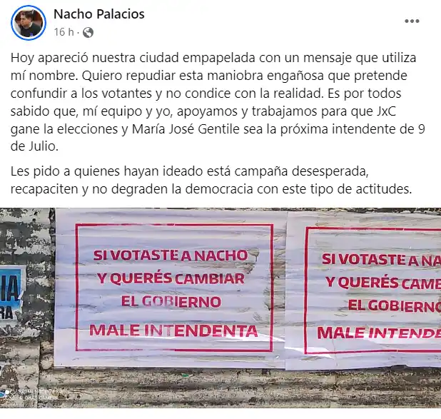 posteo de nacho palacios ucr 9 de julio