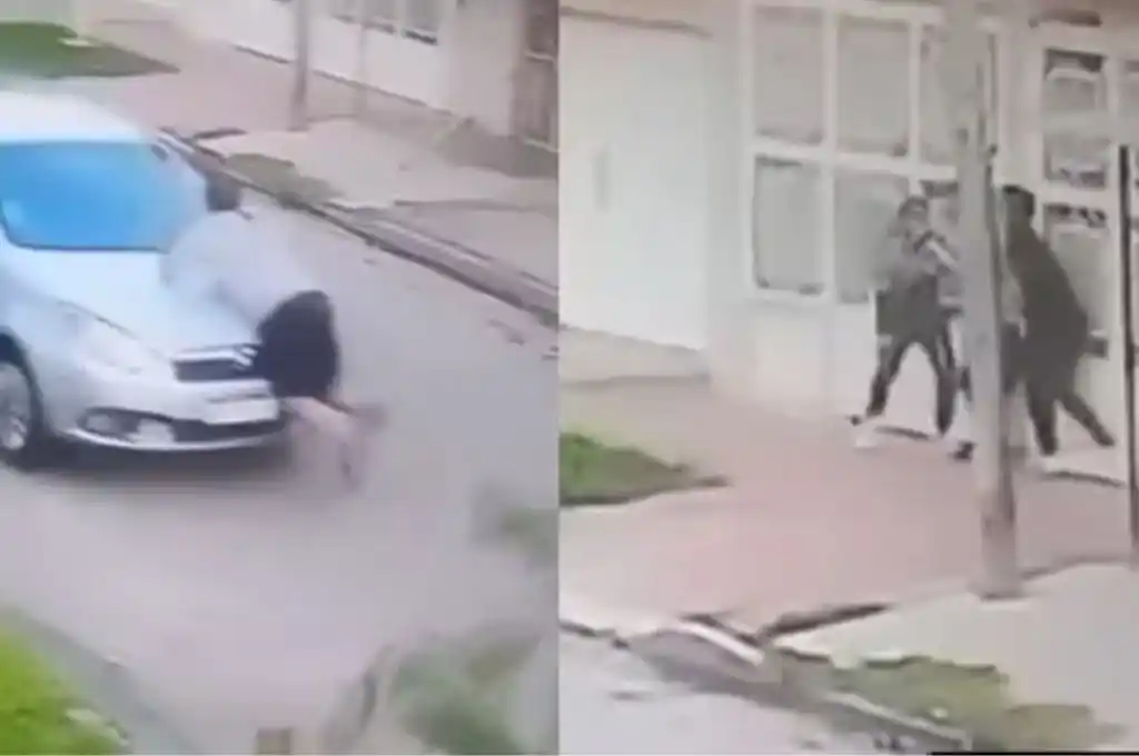 Se subió al capot para que no le lleven el auto