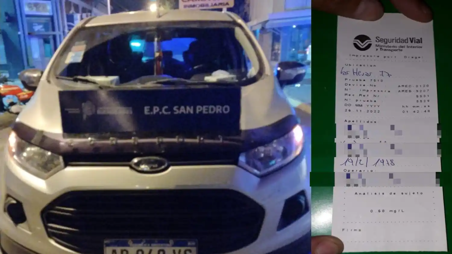 Apresaron a conductor alcoholizado que intentó evadir un control de tránsito