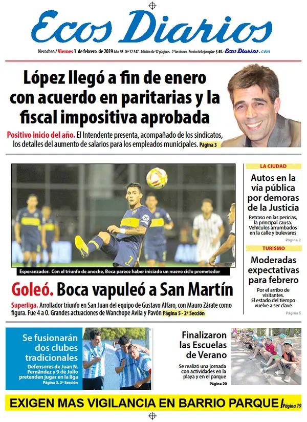 Tapa del 1º de febrero de 2019