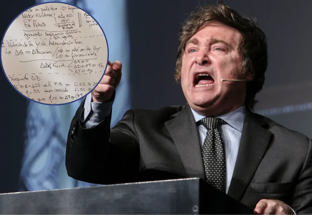 El apunte de puño y letra de Milei sobre la reforma jubilatoria: “Macri, Néstor y Cristina Kirchner y Pichetto”