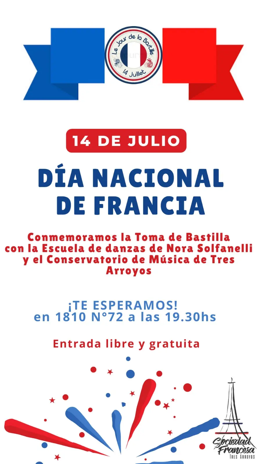La Sociedad Francesa invita a celebrar el Dia Nacional de Francia
