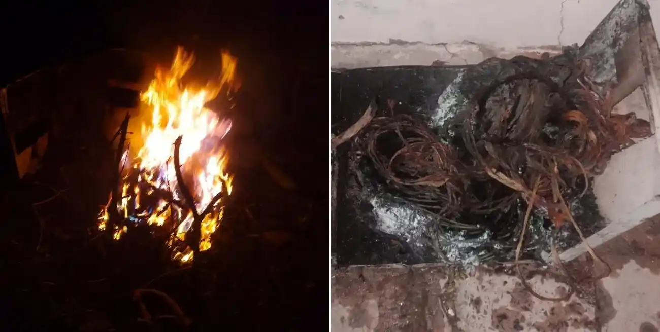 El delincuente fue sorprendido cuando realizaba una fogata de envoltorios con cables.
