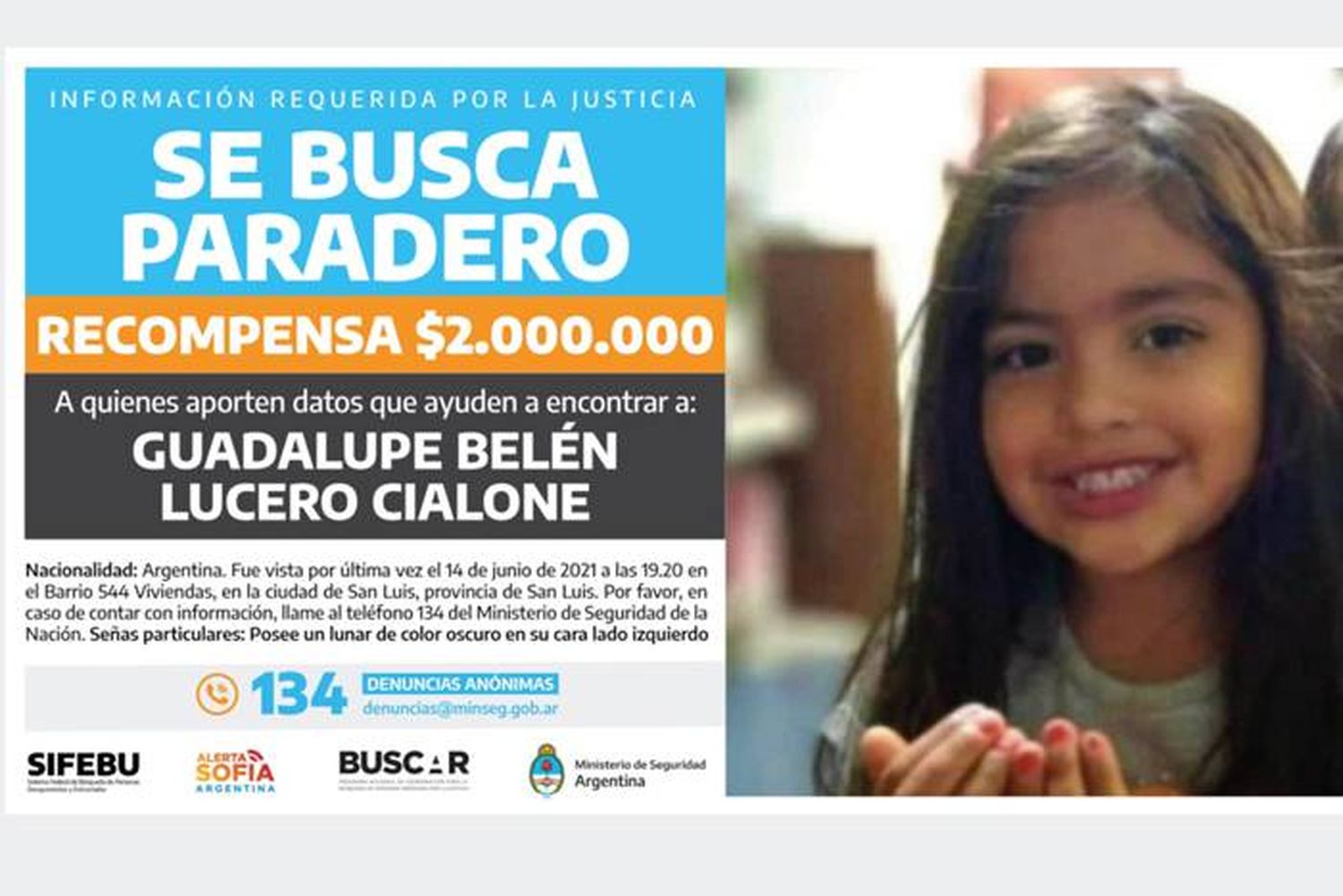 GUADALUPE: 2 MILLONES DE RECOMPENSA