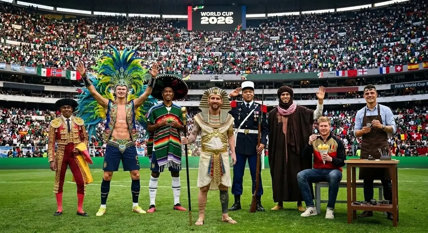 Los alumnos que siguen cursando en este Mundial, en el acto de los octavos de final, se vistieron con disfraces temáticos para la ocasión.