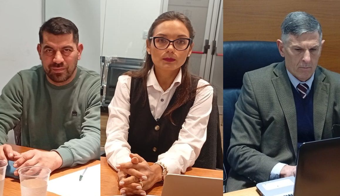 El condenado López, la fiscal Díaz y el juez Gon.