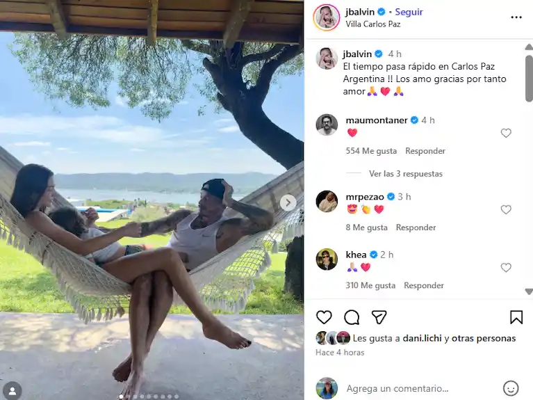 vacaciones de J Balvin en Carlos Paz,