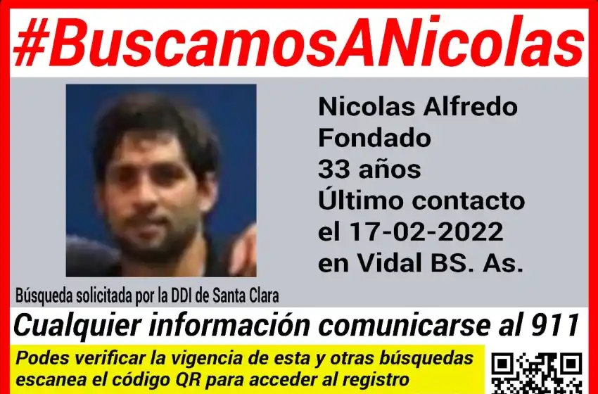 Buscan el paradero de un joven de 33 años