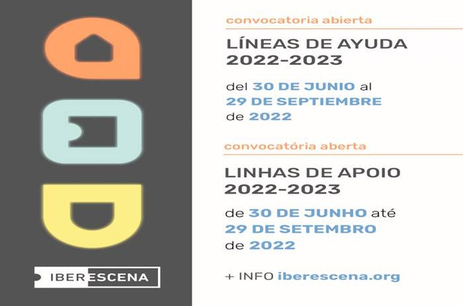 El Programa Iberescena abre su convocatoria  de ayudas 2022/2023