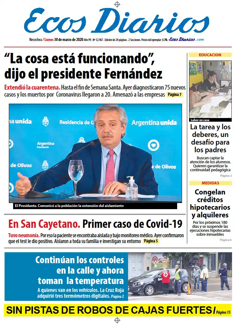 Tapa del 30 de marzo de 2020
