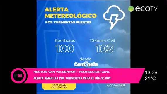 Rige alerta amarilla por tormentas para Tandil y la región