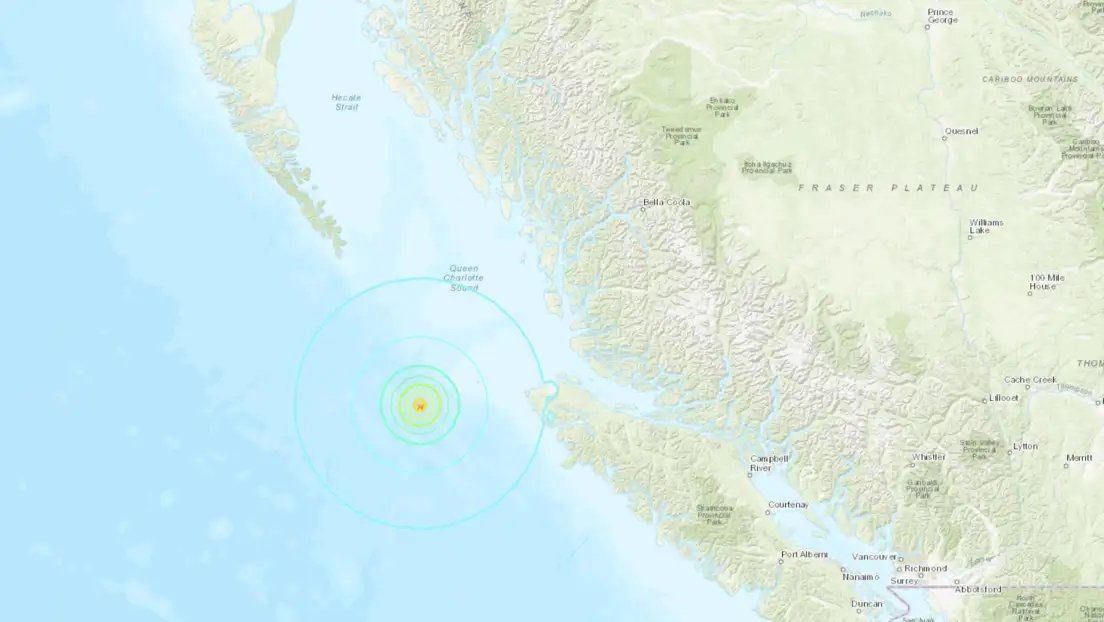 Tercer sismo en la costa oeste de Canadá