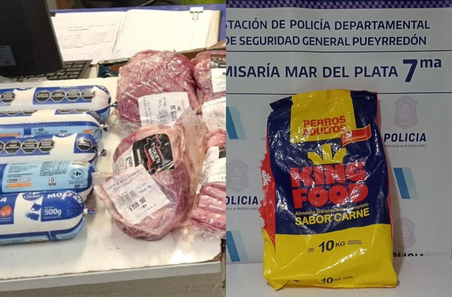 Escondieron quesos y carnes en una bolsa de alimento para perros