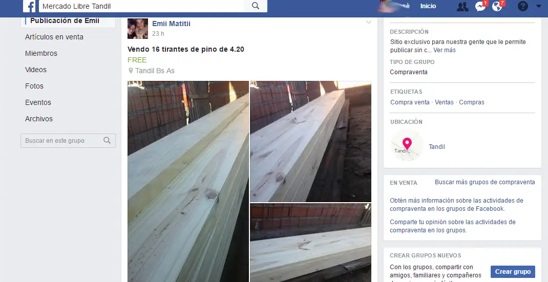 Una pareja que participó de la toma puso en venta material donado