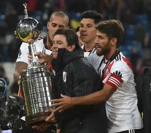Maidana, Gallardo, Pérez y Ponzio; en una imagen próxima a cumplir cinco años.